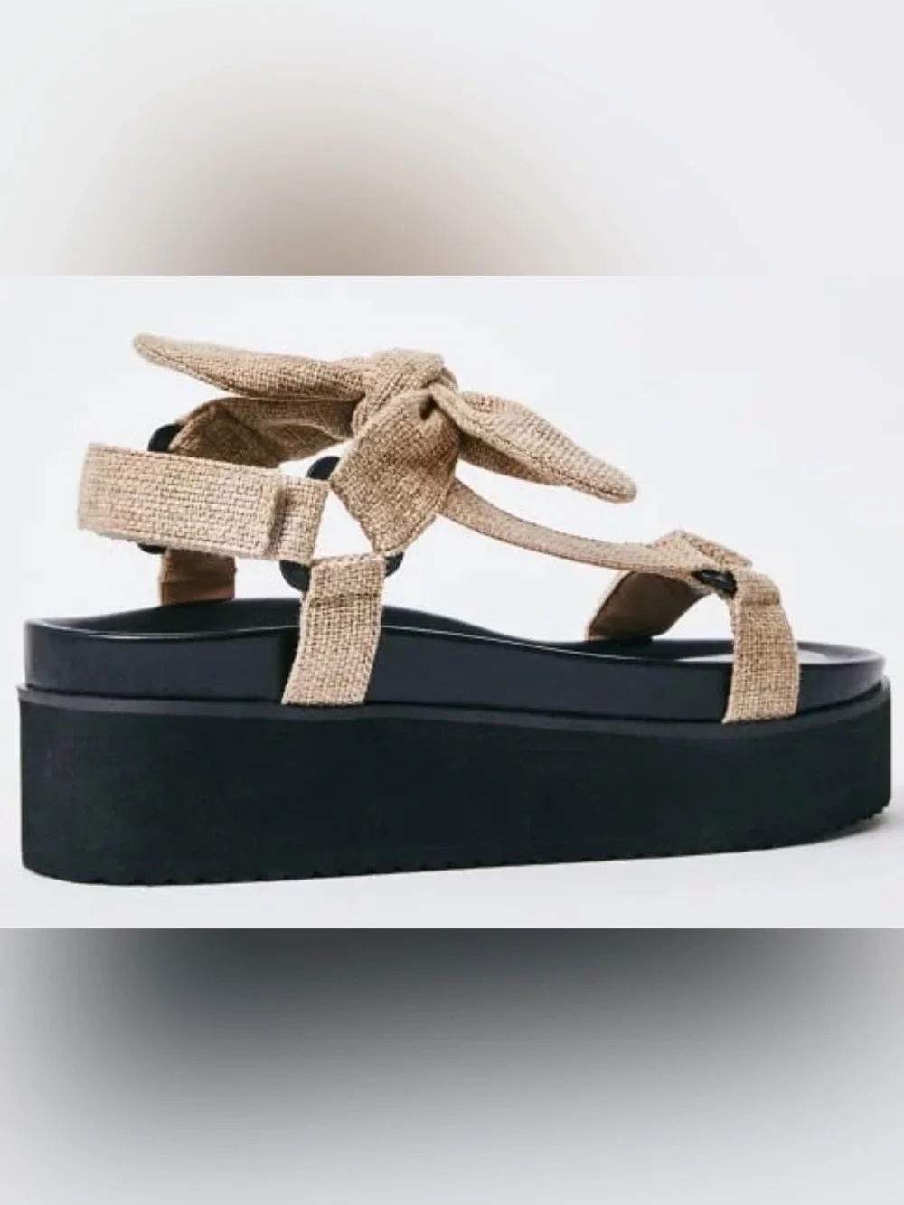 Shoe Dazzle Beige Tie-Knot Platform Sandals
